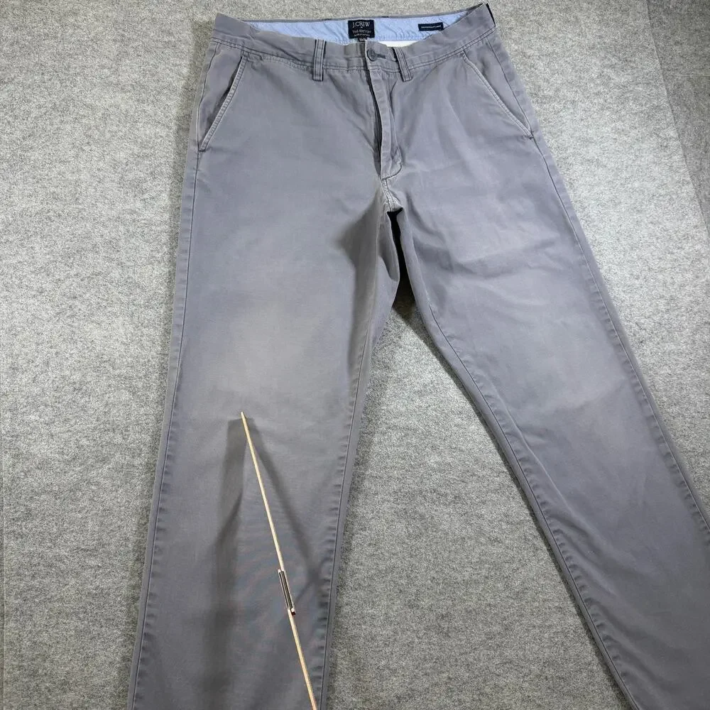 J.Crew Sutton Chino Pants Mens 30x30 Gray Slim Fit Cotton Flat Front Preppy